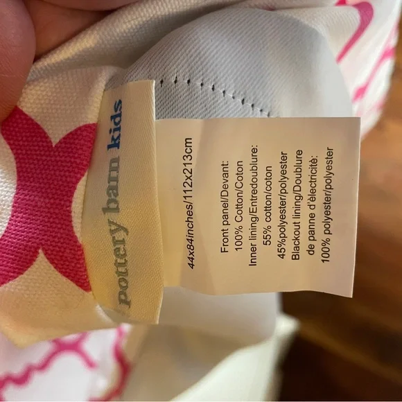 Pottery Barn Kids 2Window Drapes and 1 Bathroom Valence- Pink & White 44 x 84